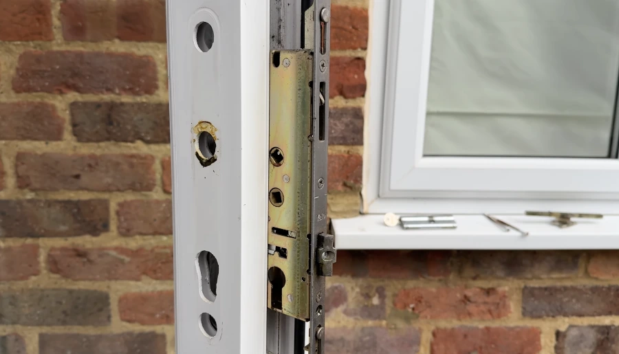 Locksmith Kenner technician fitting a deadbolt to a front door